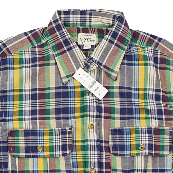 JCREW Size S Two-Pocket Workshirt Indian Madras Kendrick Navy Multi $118 - Picture 4 of 8
